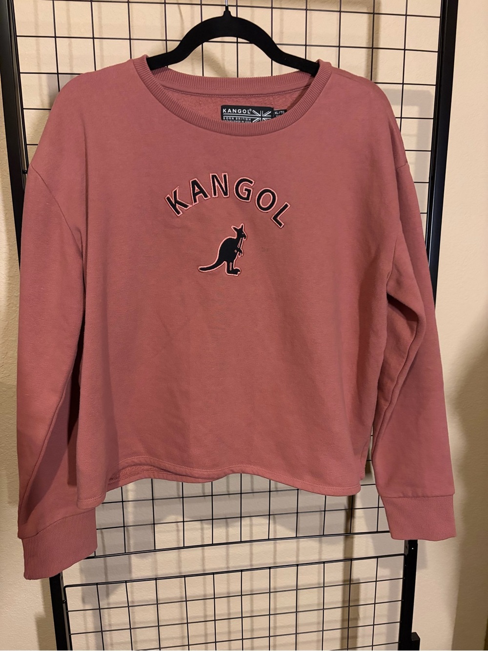 Kangol Pink Logo Cropped Sweatshirt